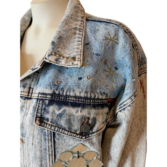 Vintage Jordache No Exit Hollywood Star Studded Denim Jacket Large Rare - Picture 4 of 16